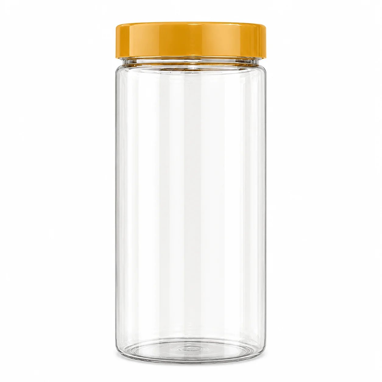 Pethiyan 1KG Clear Plastic Storage Jar with Golden Cap - Image 1